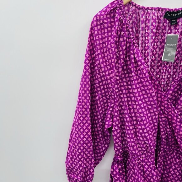 Lane Bryant Womens Size 18/20 Illusion Collection Swiss Dot Faux Wrap Top 708 - Picture 5 of 11